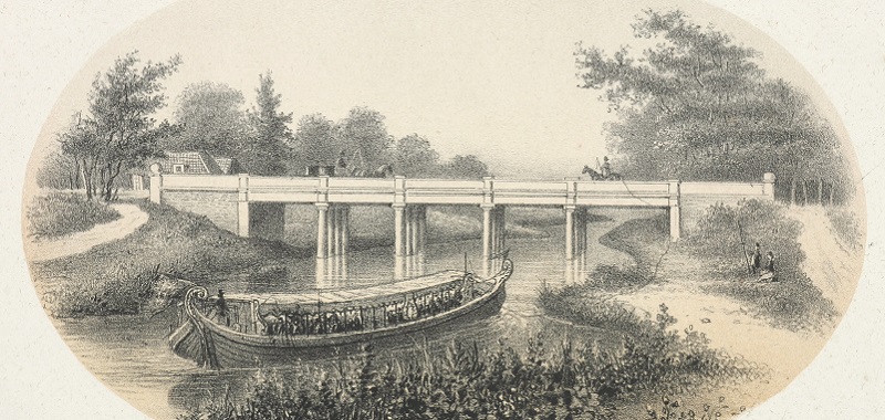 Koninginnebrug Wittebrug, lithografie uit 1873 maker onbekend