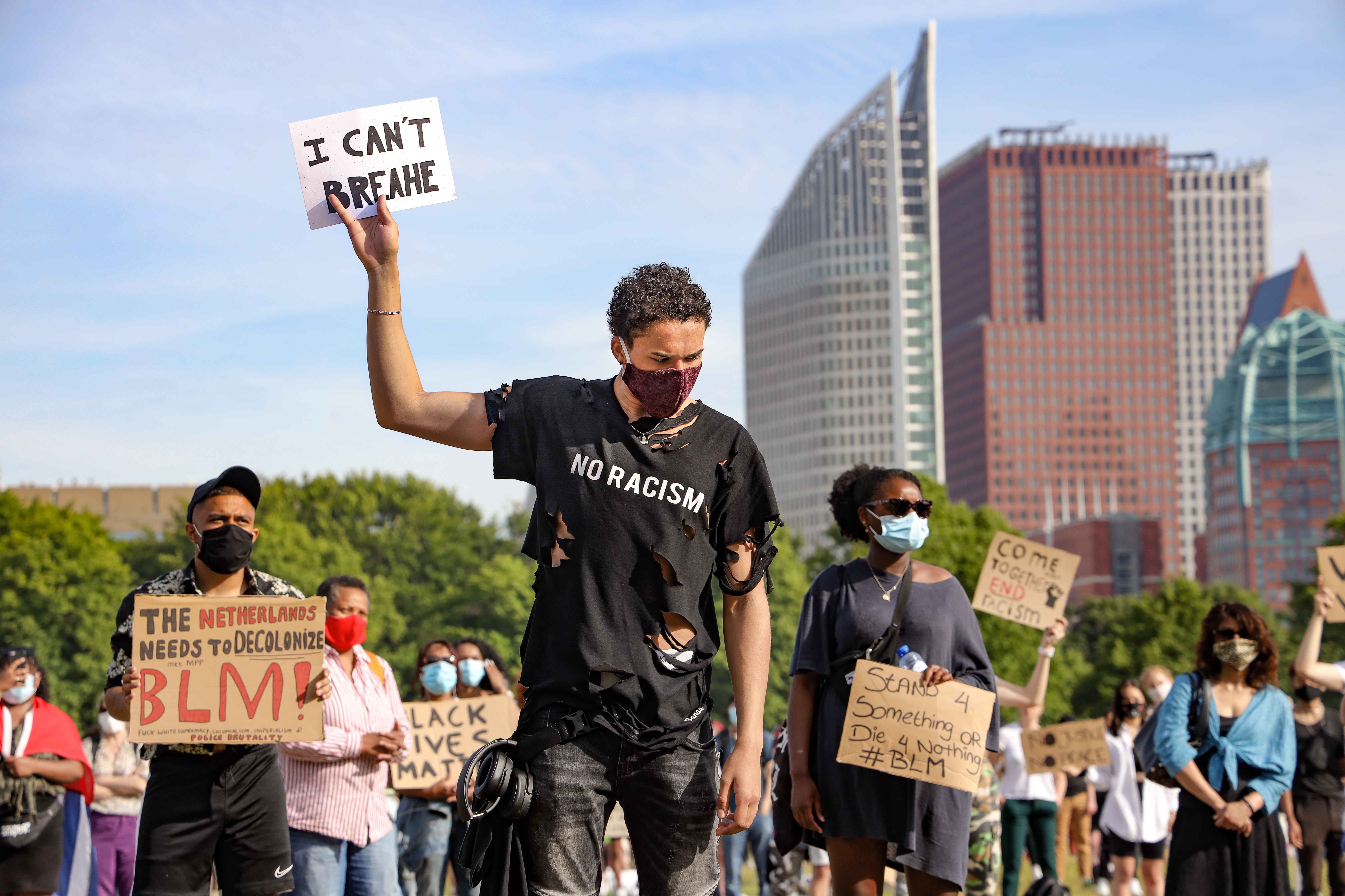 Black Lives Matter demonstratie tijdens Corona pandemie 2020, fotograaf Sandra Uittenbogaart
