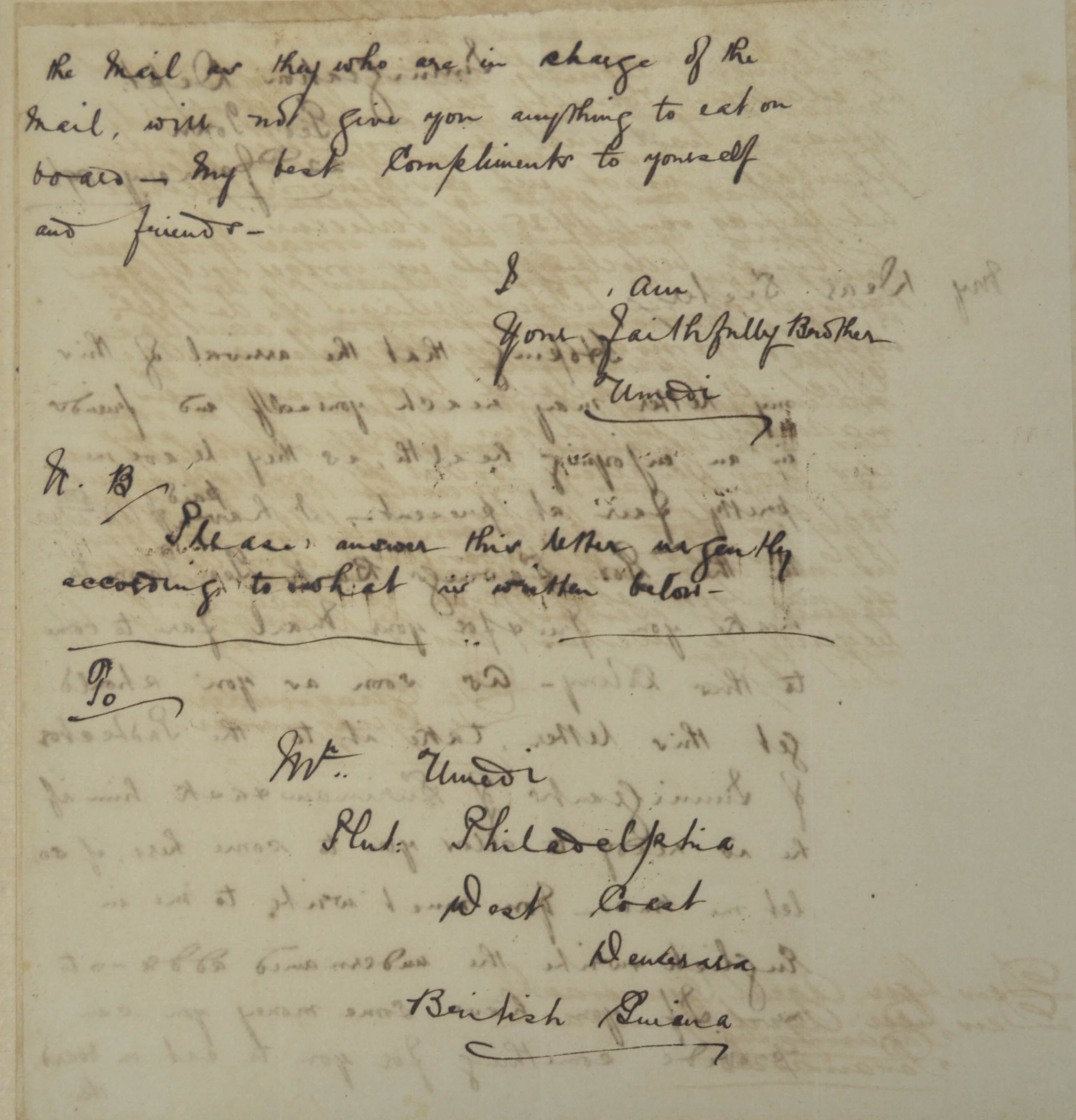 Originele brief uit de Calcutta Brieven