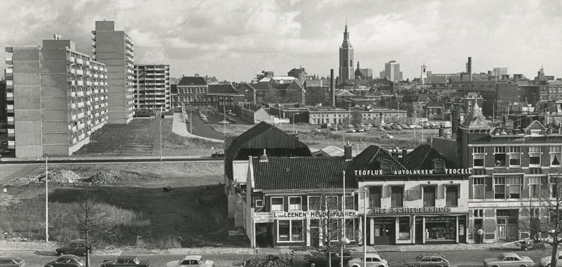 Bij de Westermolens, gefotografeerd richting centrum, 1973. Foto: Remmerswaal