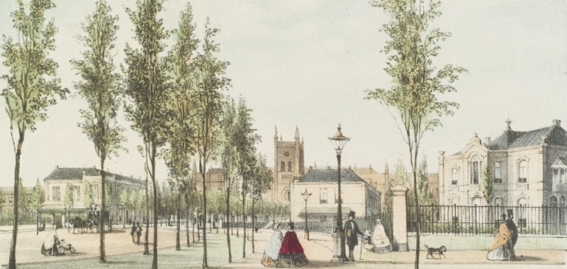 Willemspark met Nassaulaan op de achtergrond, 1860. Maker: C.C.J. Last