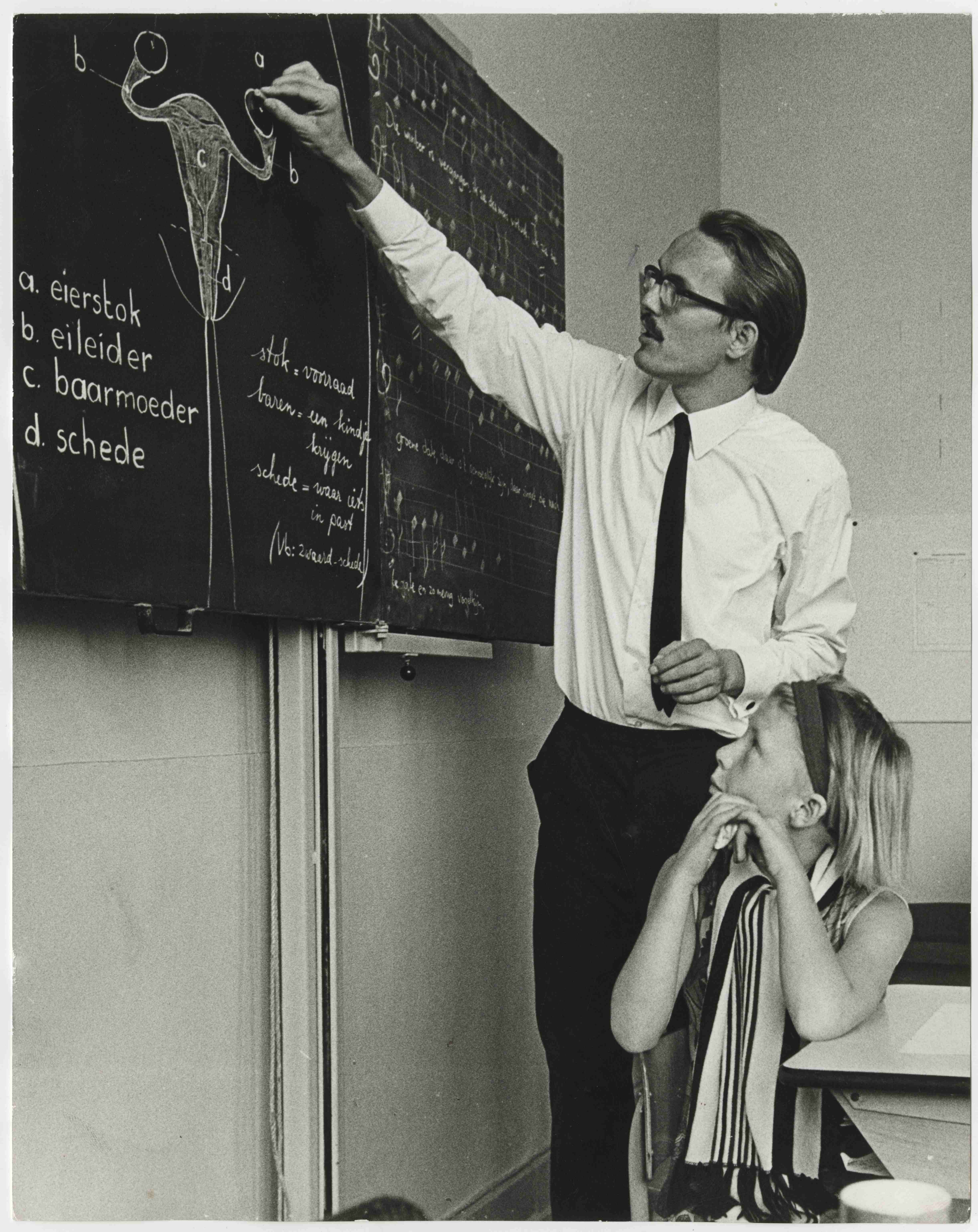 Op basisschool 'Het Volle Leven' wordt in klas 6 seksuele voorlichting gegeven. Foto: Fotoburo Meyer, 1970