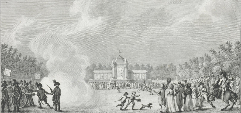 1798, Volksfeest in Den Haag op 19 mei 1798 ter gelegenheid van de aanneming der staatsregeling door het Bataafse volk | Gravure Reinier Vinkeles